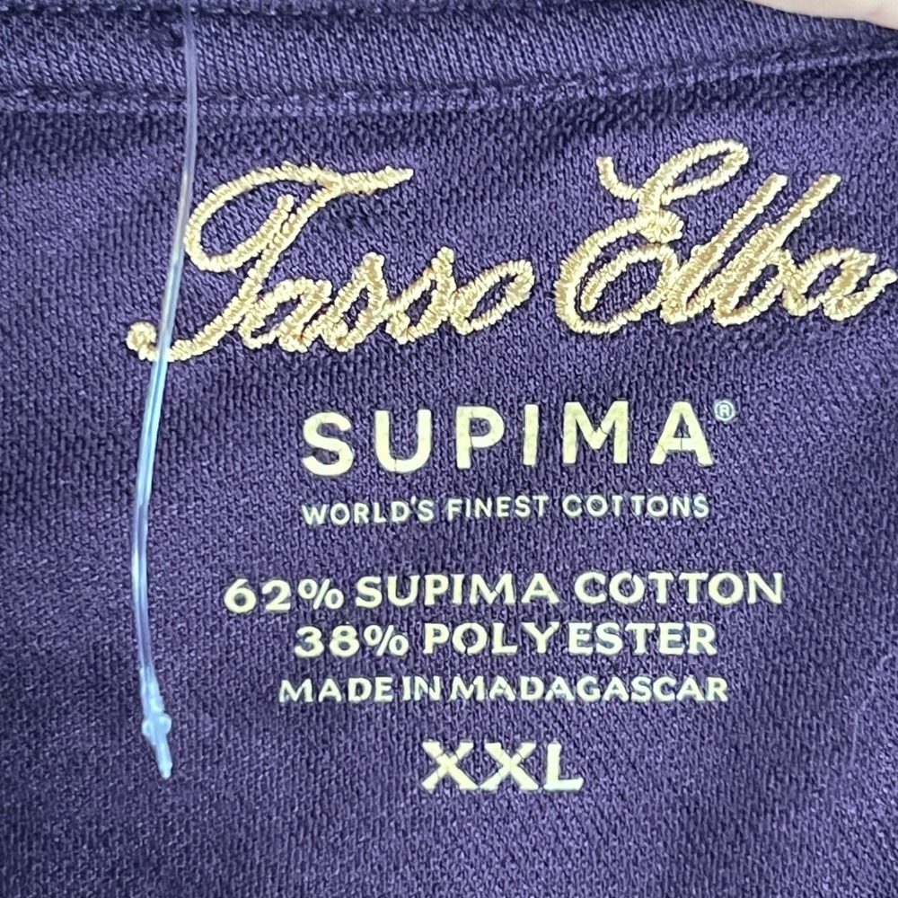 Tasso Elba Mens XXL Supima Cotton Blend Short Sleeve Crew Neck T-Shirt Purple - Picture 2 of 4